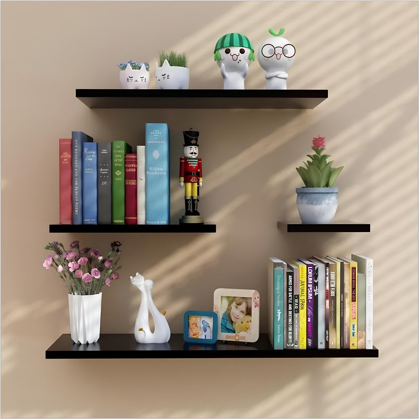 Modern Wall Mounted Shelves for Storage & Home Decoration (Set of 4)