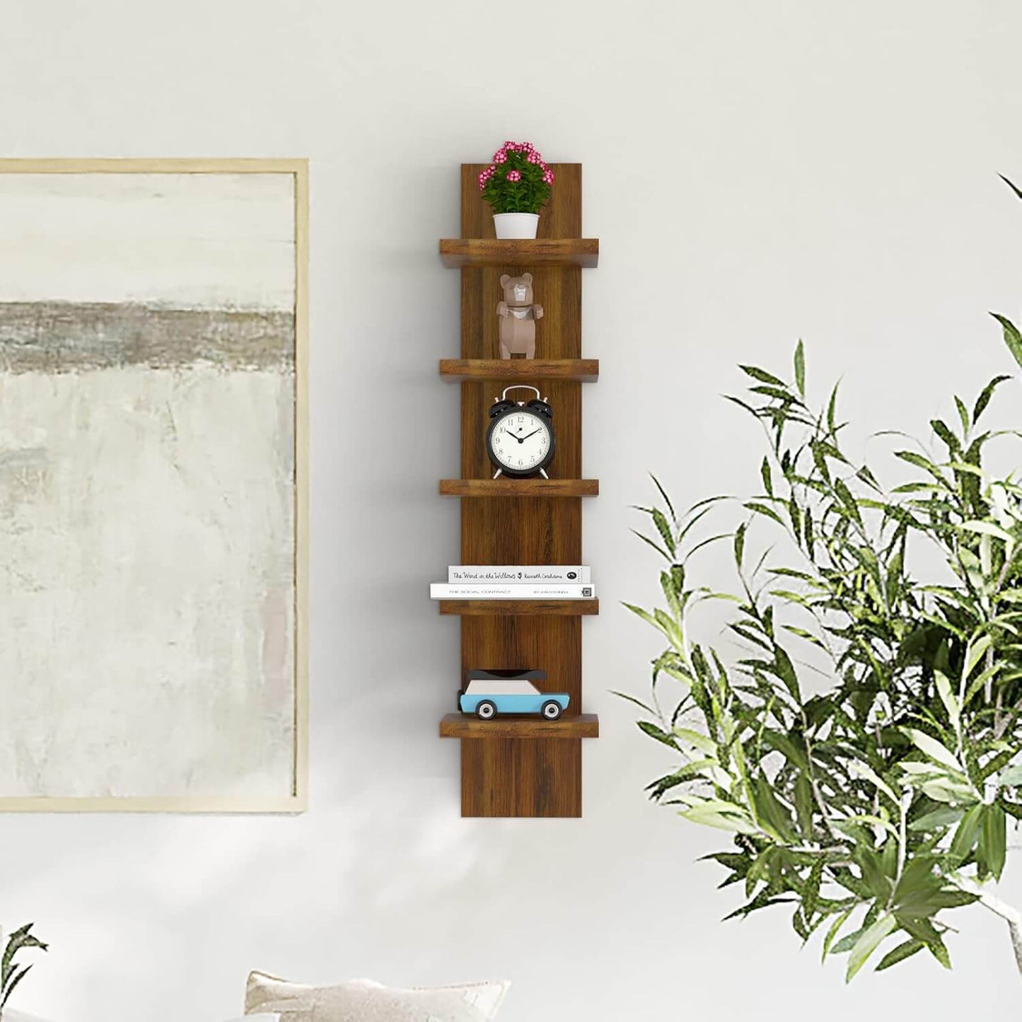 Modern Wall Mounted Wooden Shelves - 5-Tier